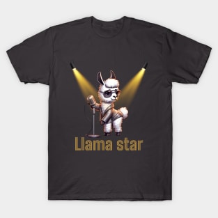 Stylish Llama Star: Funky Cartoon Animal T-Shirt Design T-Shirt